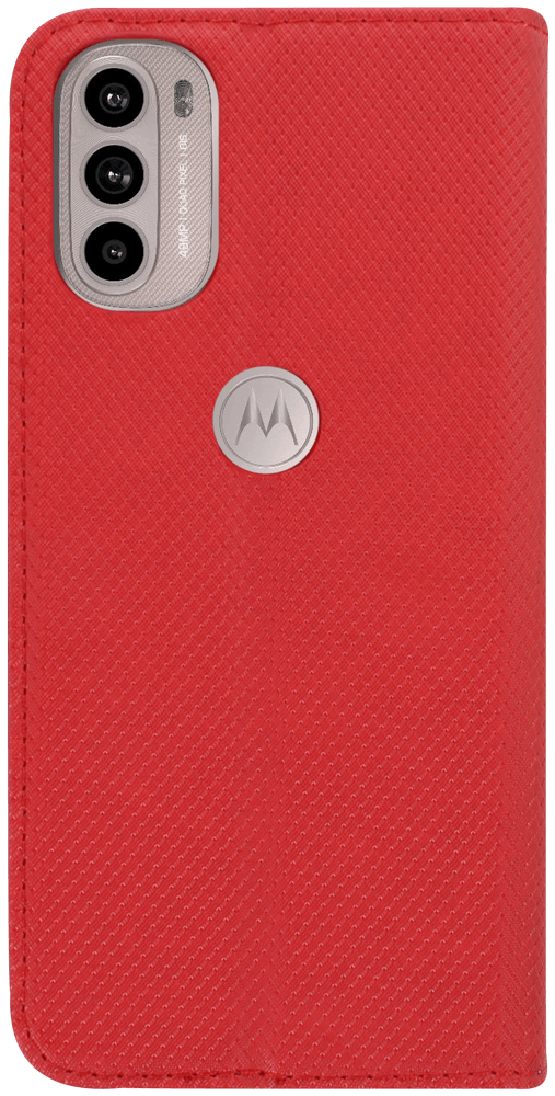 Motorola Moto G31 oldalra nyíló flipes bőrtok rombusz mintás piros
