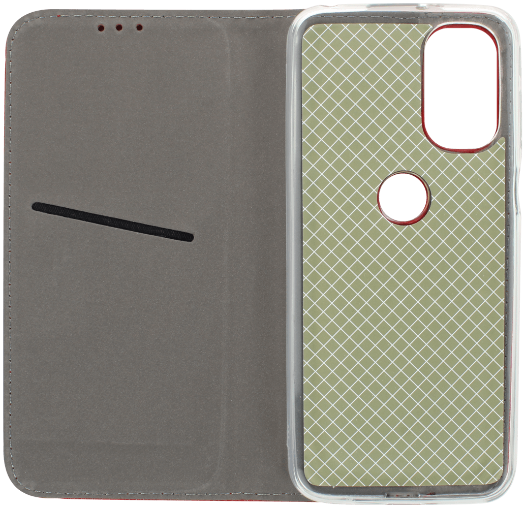 Motorola Moto G31 oldalra nyíló flipes bőrtok rombusz mintás piros