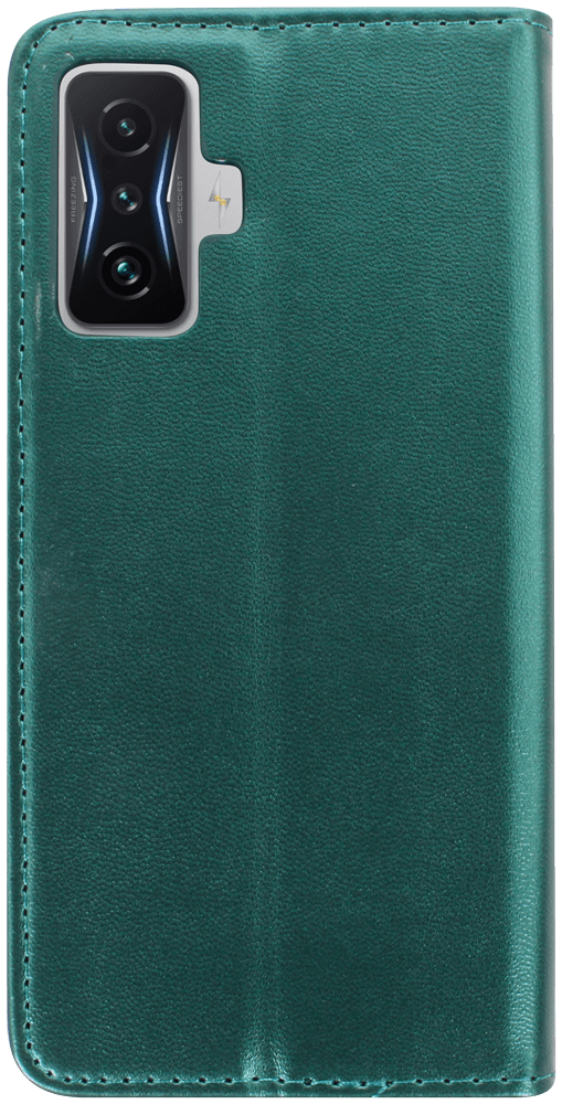 Xiaomi Poco F4 GT oldalra nyíló flipes bőrtok asztali tartó funkciós sötétzöld