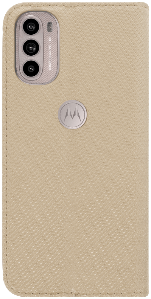 Motorola Moto G31 oldalra nyíló flipes bőrtok rombusz mintás arany