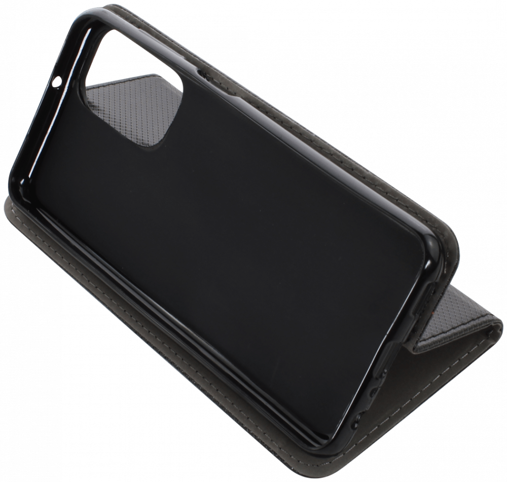 Samsung Galaxy A23 5G (SM-A236B) oldalra nyíló flipes bőrtok rombusz mintás fekete