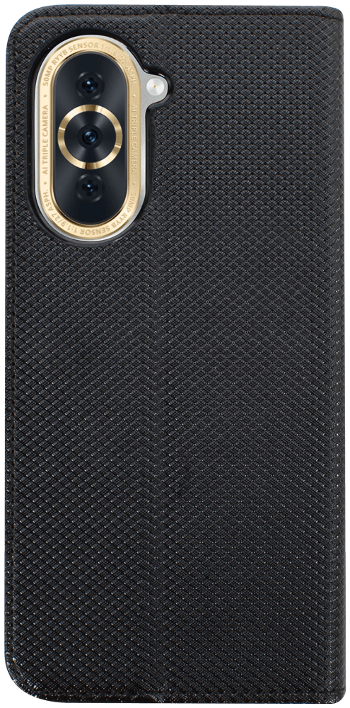 Huawei Nova 10 oldalra nyíló flipes bőrtok rombusz mintás fekete