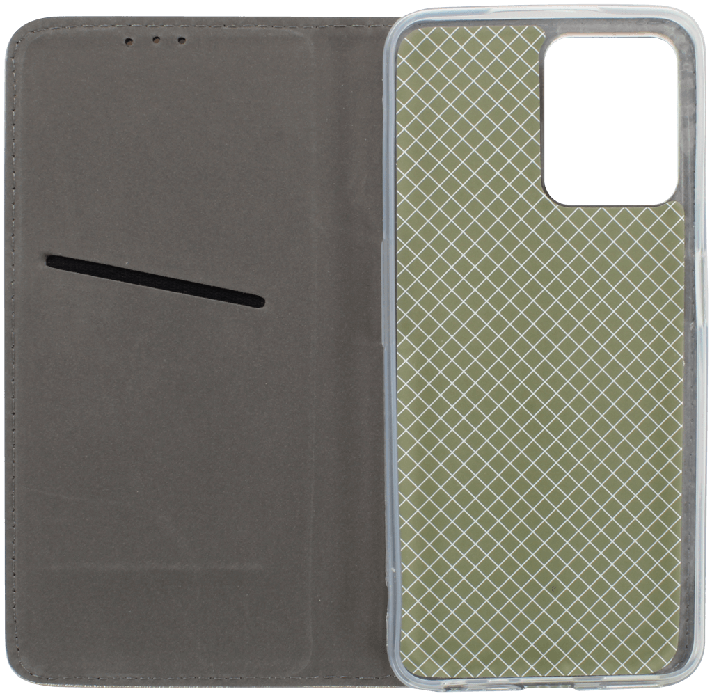 Realme C35 oldalra nyíló flipes bőrtok rombusz mintás arany