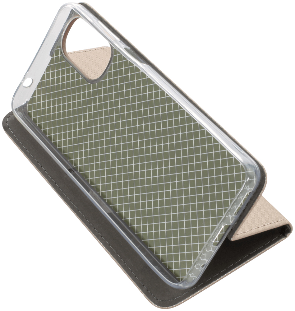 Motorola Moto G22 oldalra nyíló flipes bőrtok rombusz mintás arany