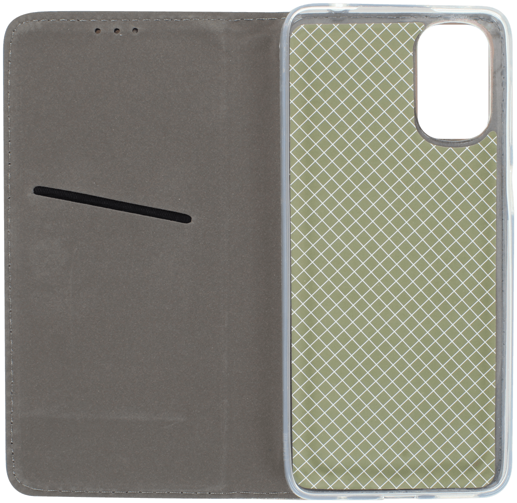 Motorola Moto G22 oldalra nyíló flipes bőrtok rombusz mintás arany