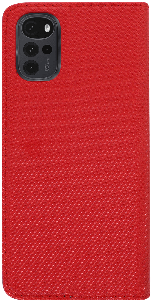 Motorola Moto G22 oldalra nyíló flipes bőrtok rombusz mintás piros