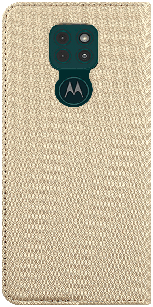 Motorola Moto E7 Plus oldalra nyíló flipes bőrtok rombusz mintás arany