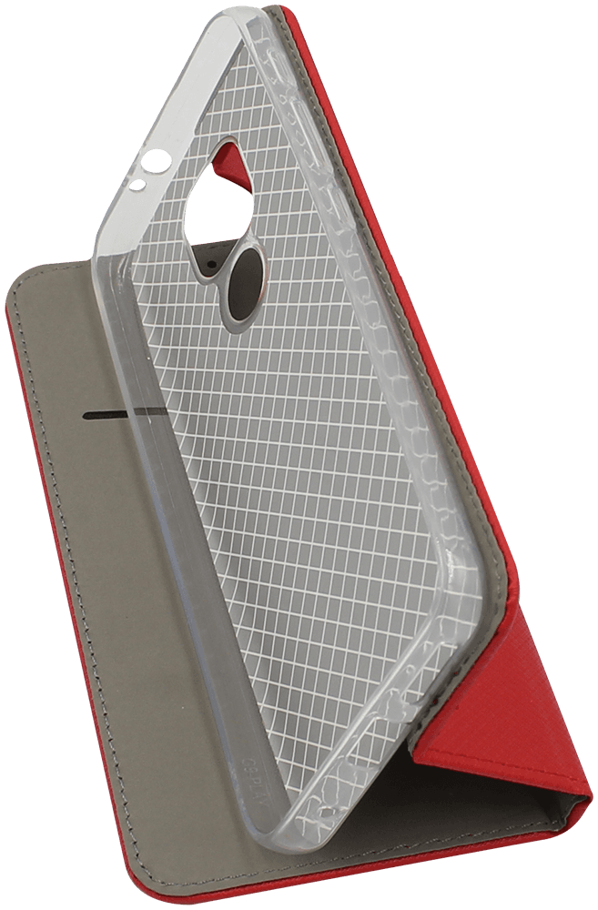 Motorola Moto E7 Plus oldalra nyíló flipes bőrtok rombusz mintás piros