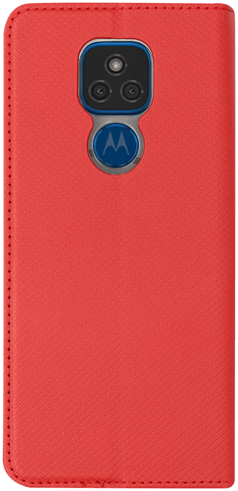 Motorola Moto E7 Plus oldalra nyíló flipes bőrtok rombusz mintás piros