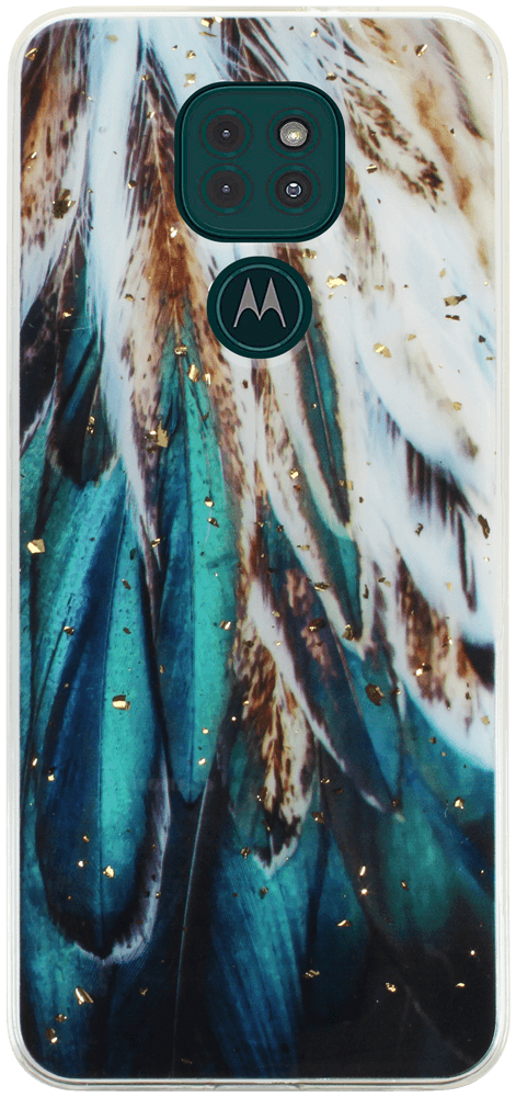 Motorola Moto E7 Plus kemény hátlap Gold Glam Feathers