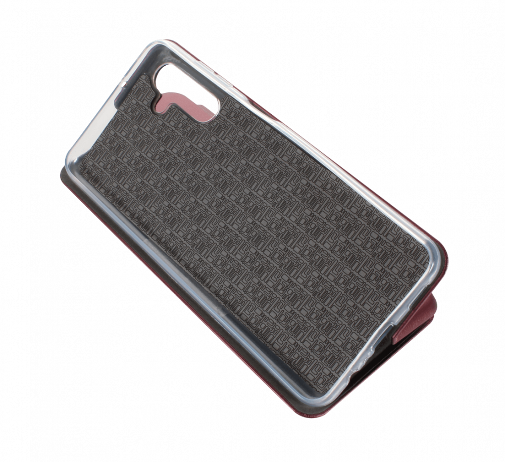 Samsung Galaxy A04s (SM-A047F) oldalra nyíló mágneses flipes bőrtok prémium minőség bordó