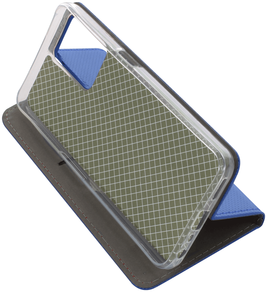 Realme C35 oldalra nyíló flipes bőrtok rombusz mintás sötétkék