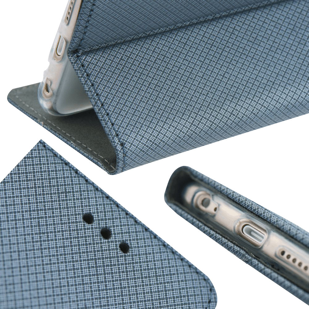 Samsung Galaxy Xcover6 Pro oldalra nyíló flipes bőrtok rombusz mintás sötétkék