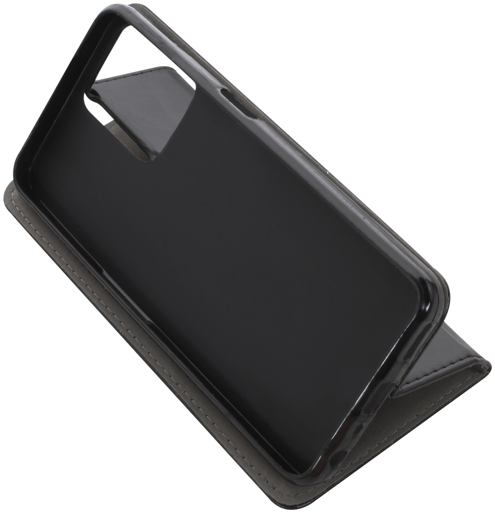 Realme C35 oldalra nyíló flipes bőrtok asztali tartó funkciós fekete