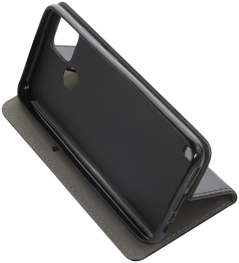 Realme C25Y oldalra nyíló flipes bőrtok asztali tartó funkciós fekete