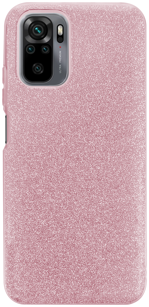 Xiaomi Poco M5s szilikon tok kivehető ezüst csillámporos réteg halvány rózsaszín