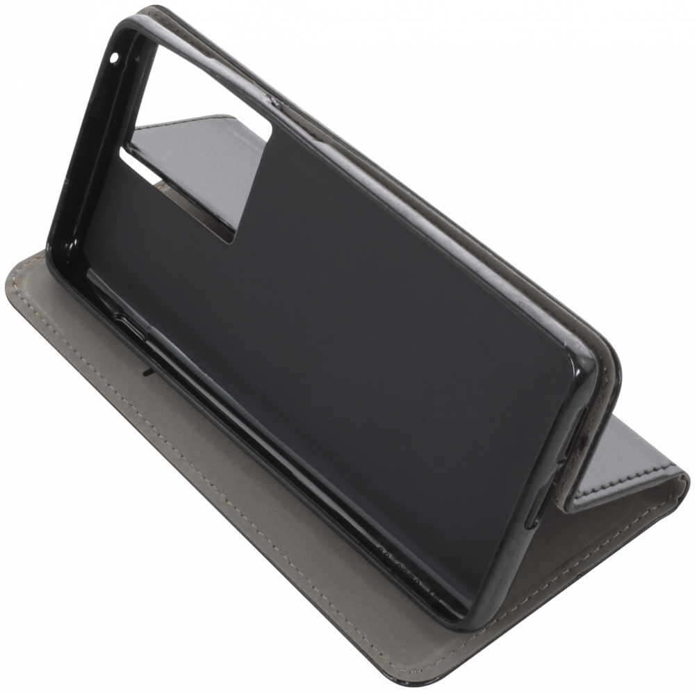 Motorola Moto G200 5G oldalra nyíló flipes bőrtok asztali tartó funkciós fekete