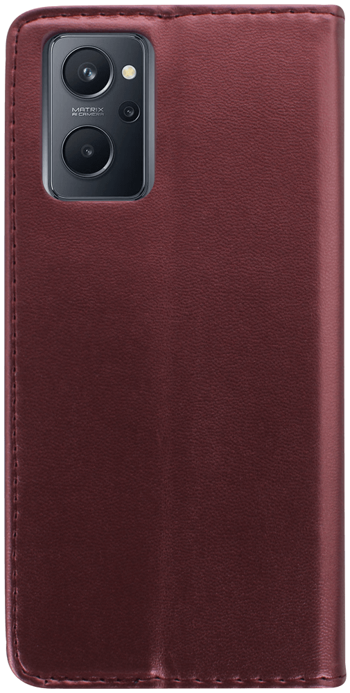 Oppo A96 oldalra nyíló flipes bőrtok asztali tartó funkciós bordó