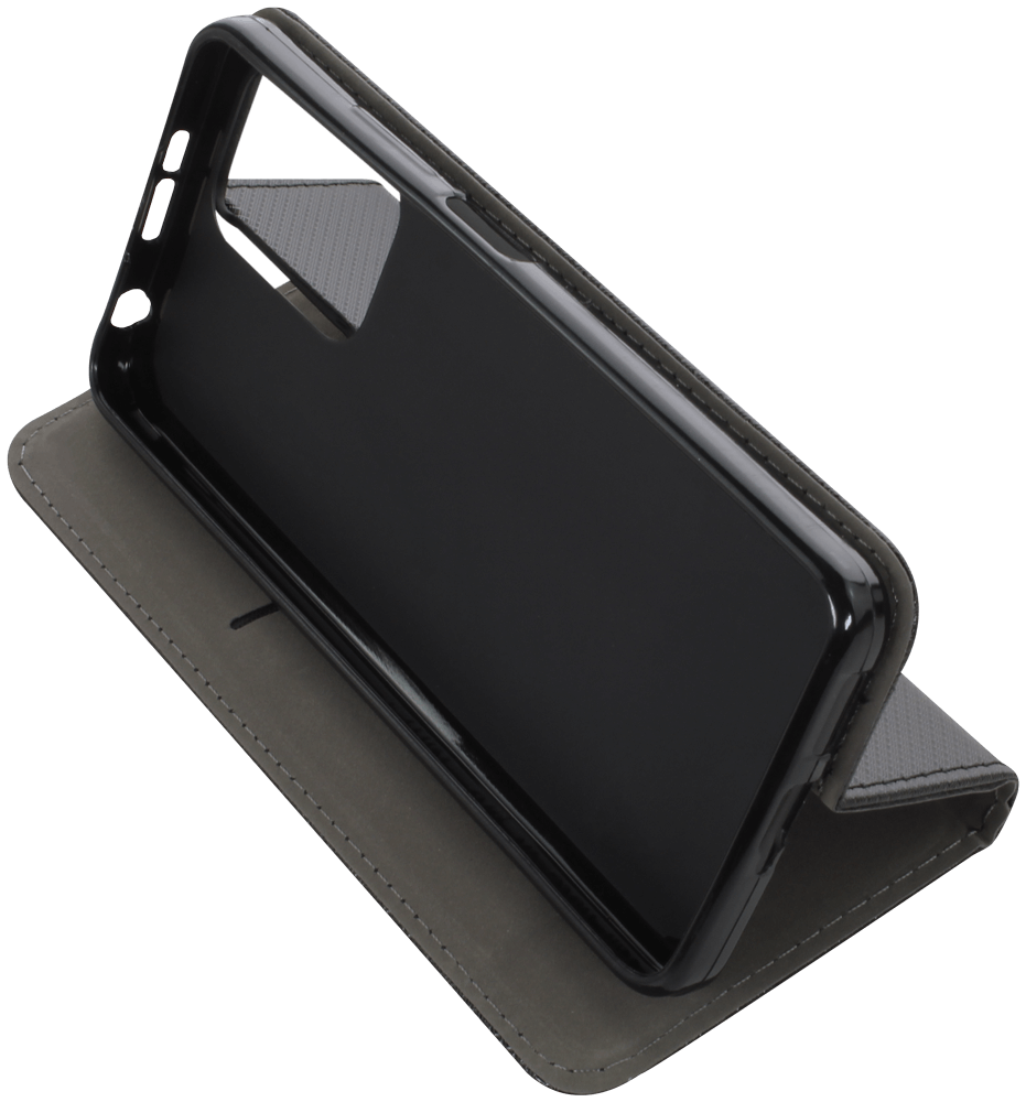 Xiaomi Poco X4 GT oldalra nyíló flipes bőrtok rombusz mintás fekete