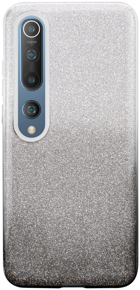 Xiaomi Mi 10 5G szilikon tok csillogó hátlap fekete/ezüst