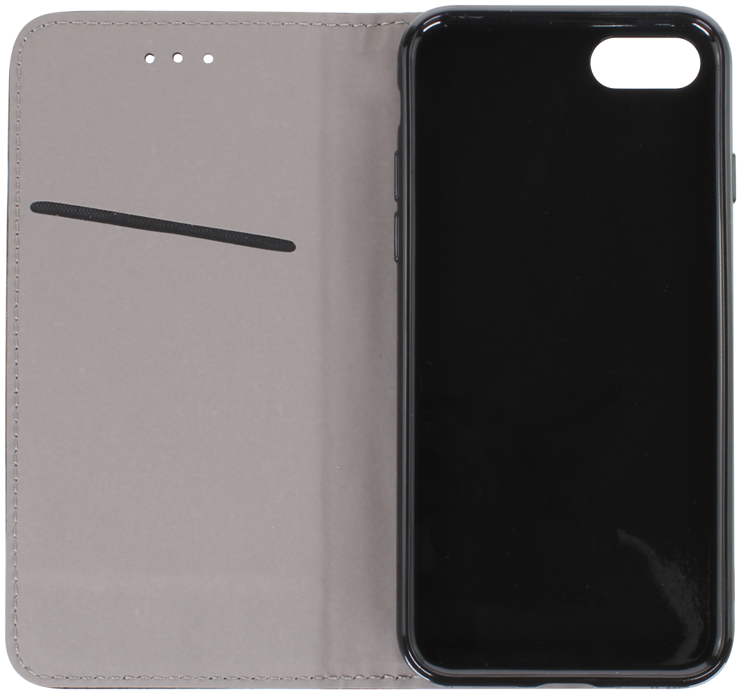 Apple iPhone SE (2022) oldalra nyíló flipes bőrtok asztali tartó funkciós fekete