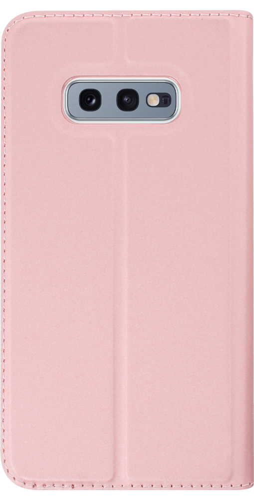 Samsung Galaxy S10e (SM-G970) oldalra nyíló flipes bőrtok elől-hátul mágneses rozéarany