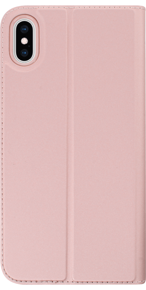 Apple iPhone XS Max oldalra nyíló flipes bőrtok elől-hátul mágneses rozéarany