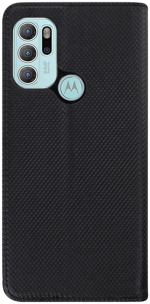 Motorola Moto G60s oldalra nyíló flipes bőrtok rombusz mintás fekete