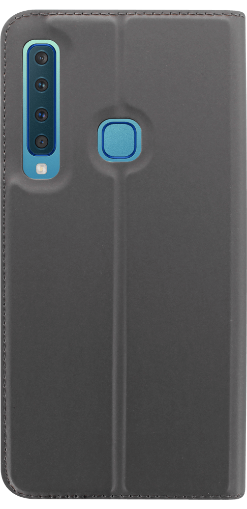 Samsung Galaxy A9 2018 (SM-A920) oldalra nyíló flipes bőrtok elől-hátul mágneses szürke