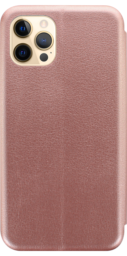 Apple iPhone 12 Pro oldalra nyíló mágneses flipes bőrtok prémium minőség rozéarany