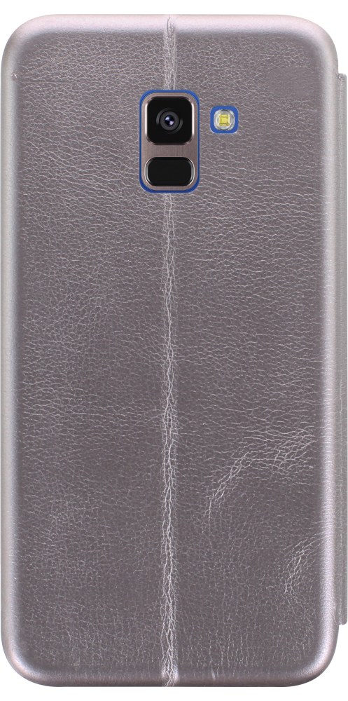 Samsung Galaxy A8 Plus 2018 (A730) oldalra nyíló mágneses flipes bőrtok prémium minőség ezüst