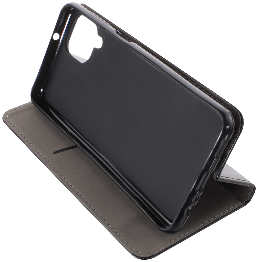 Samsung Galaxy A12 (SM-A125F) oldalra nyíló flipes bőrtok asztali tartó funkciós fekete
