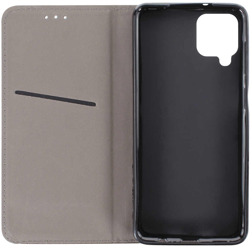 Samsung Galaxy A12 (SM-A125F) oldalra nyíló flipes bőrtok asztali tartó funkciós fekete