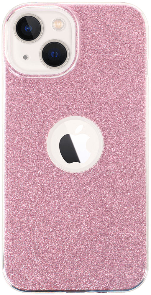 Apple iPhone 14 szilikon tok csillogó hátlap logó kihagyós rózsaszín