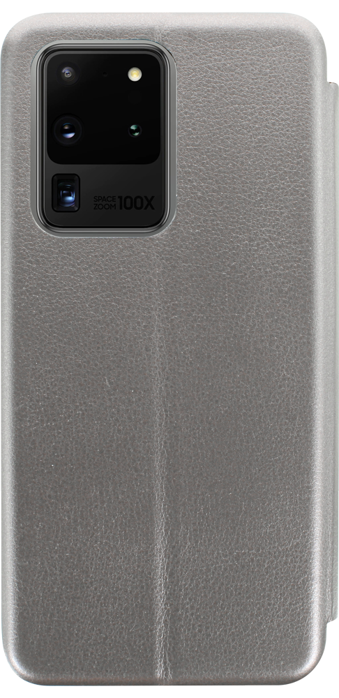 Samsung Galaxy S20 Ultra (SM-G988B) oldalra nyíló mágneses flipes bőrtok prémium minőség ezüst