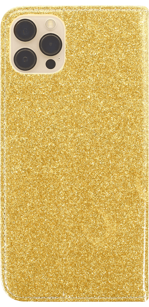 Apple iPhone 11 Pro Max oldalra nyíló flipes bőrtok csillámos arany