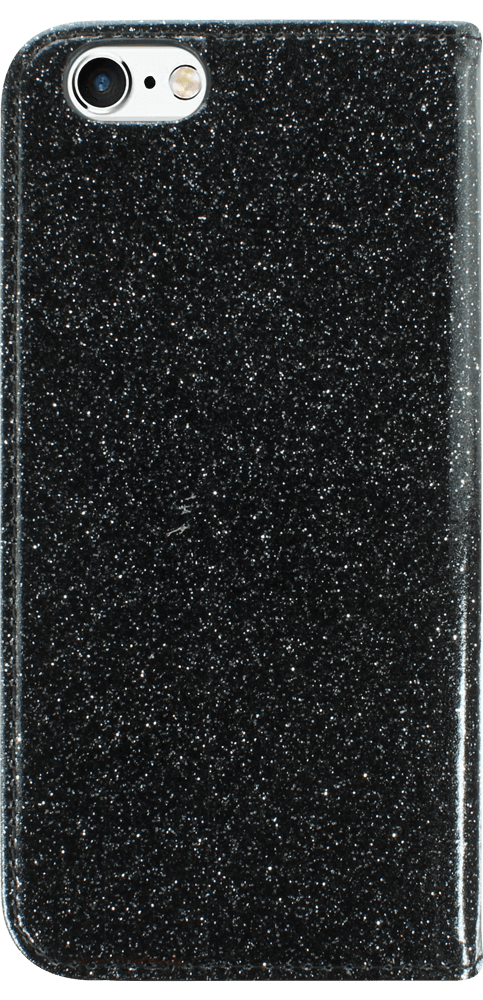 Apple iPhone 6S oldalra nyíló flipes bőrtok csillámos fekete