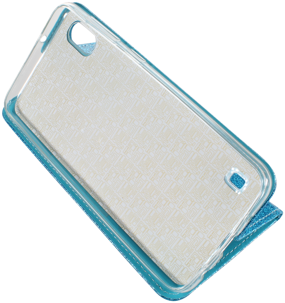 Samsung Galaxy M10 (SM-M105) oldalra nyíló flipes bőrtok csillámos kék
