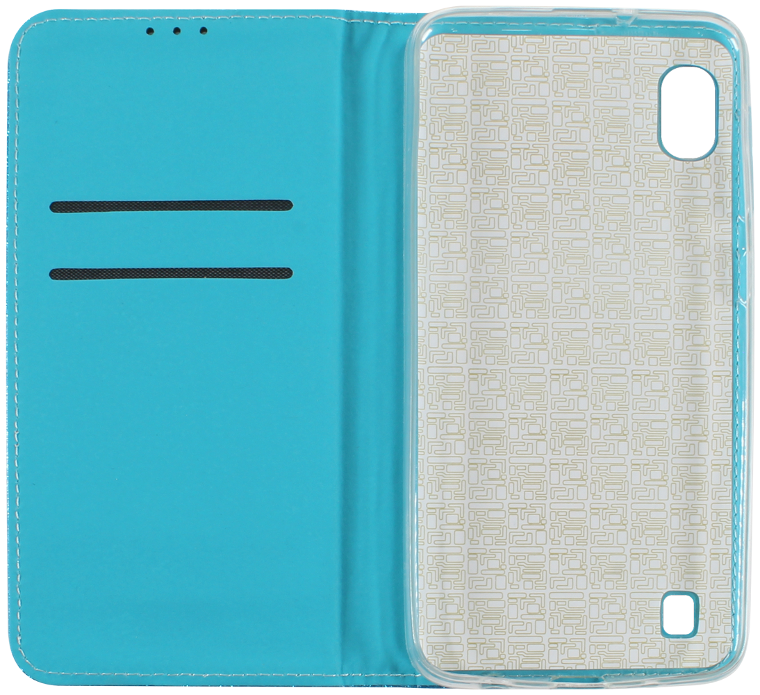 Samsung Galaxy M10 (SM-M105) oldalra nyíló flipes bőrtok csillámos kék
