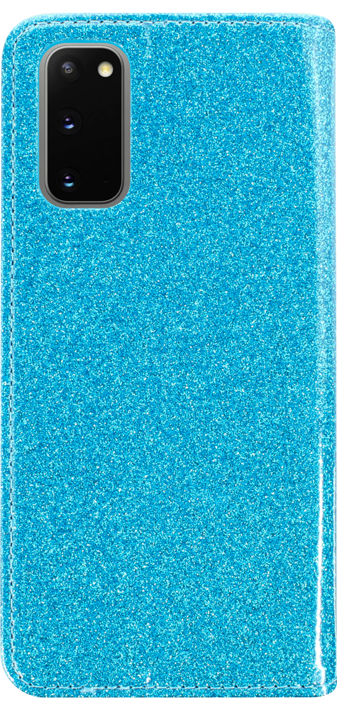 Samsung Galaxy S20 (SM-G980F) oldalra nyíló flipes bőrtok csillámos kék