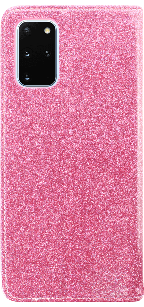 Samsung Galaxy S20 Plus (SM-G985F) oldalra nyíló flipes bőrtok csillámos rózsaszín