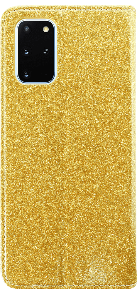 Samsung Galaxy S20 Plus (SM-G985F) oldalra nyíló flipes bőrtok csillámos arany