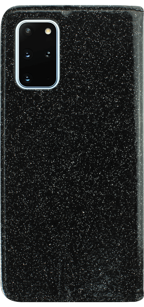 Samsung Galaxy S20 Plus (SM-G985F) oldalra nyíló flipes bőrtok csillámos fekete