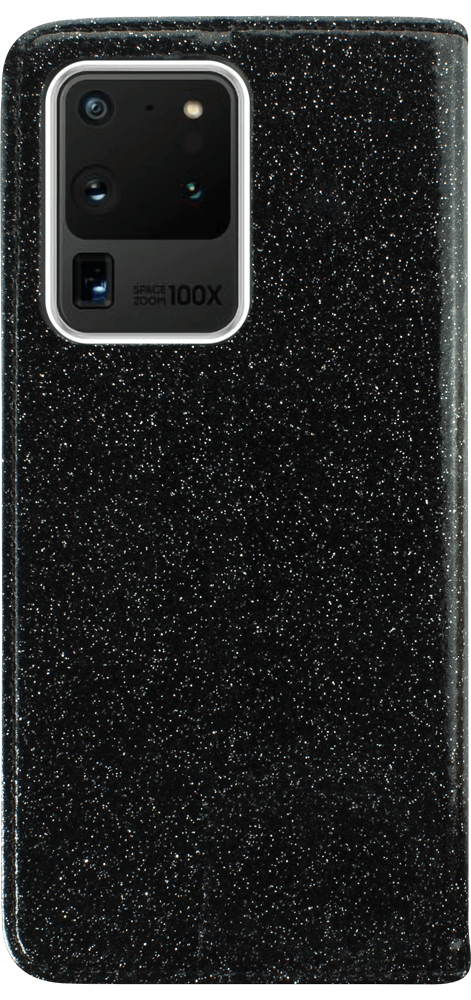 Samsung Galaxy S20 Ultra (SM-G988B) oldalra nyíló flipes bőrtok csillámos fekete