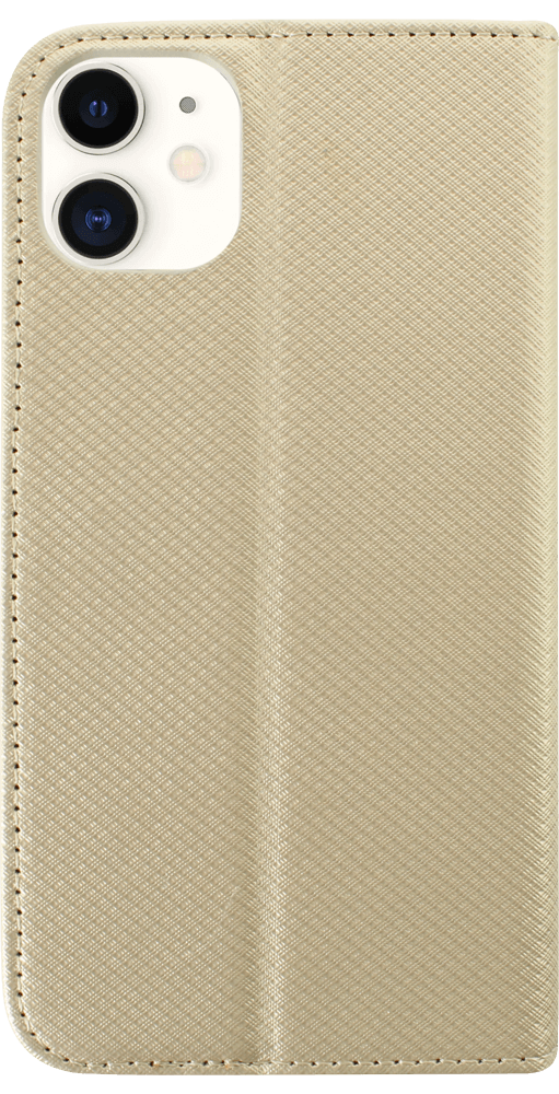 Apple iPhone 11 oldalra nyíló flipes bőrtok rombusz mintás arany