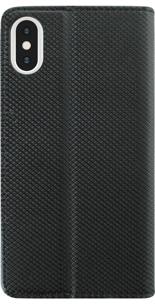 Apple iPhone X oldalra nyíló flipes bőrtok rombusz mintás fekete