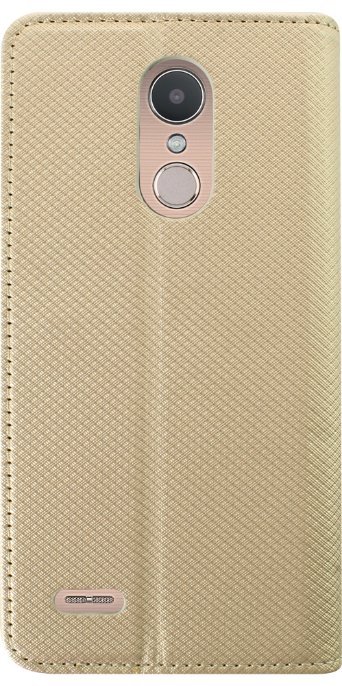 LG K10 2017 (M250N) oldalra nyíló flipes bőrtok rombusz mintás arany