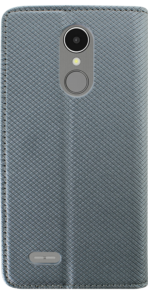 LG K8 2017 oldalra nyíló flipes bőrtok rombusz mintás ezüst