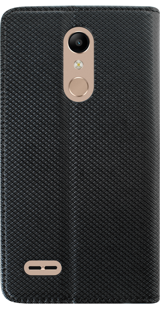 LG K10 2018 oldalra nyíló flipes bőrtok rombusz mintás fekete