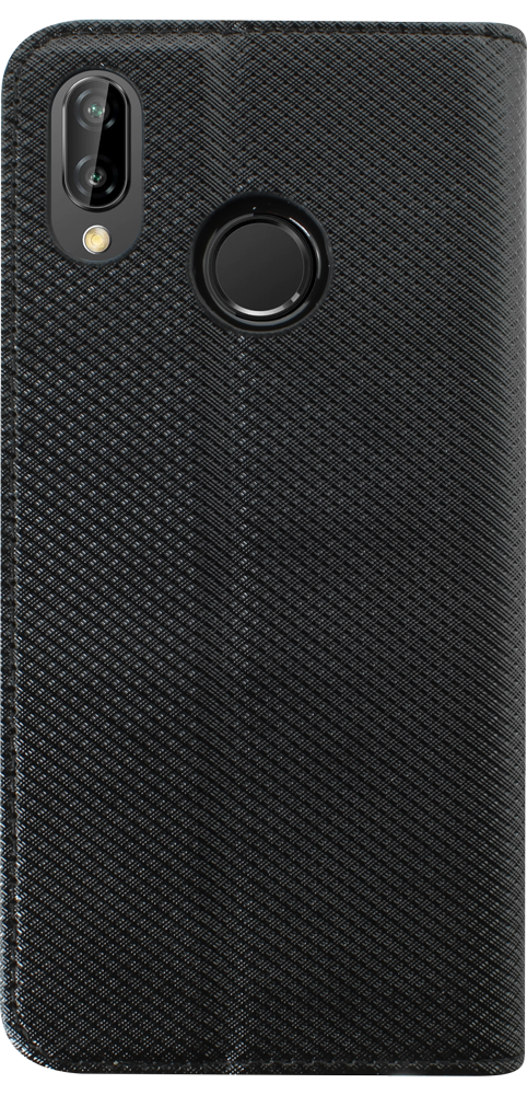 Huawei P20 Lite oldalra nyíló flipes bőrtok rombusz mintás fekete